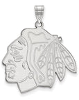 Sterling Silver Rhodium-plated NHL LogoArt Chicago Blackhawks Extra Large Pendant