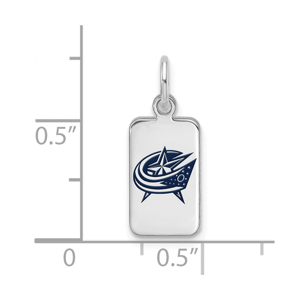 Sterling Silver Rhod-pl NHL LogoArt Columbus Blue Jackets Enamel Tag Pendan