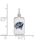 Sterling Silver Rhod-pl NHL LogoArt Columbus Blue Jackets Enamel Tag Pendan