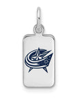 Sterling Silver Rhod-pl NHL LogoArt Columbus Blue Jackets Enamel Tag Pendan