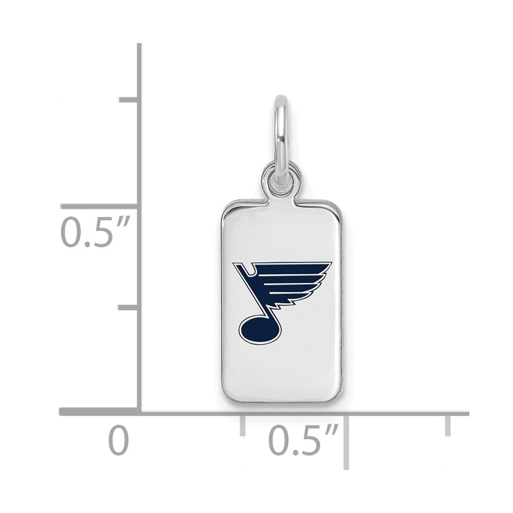 Sterling Silver Rhod-pl NHL LogoArt St Louis Blues Enamel Tag Pendant