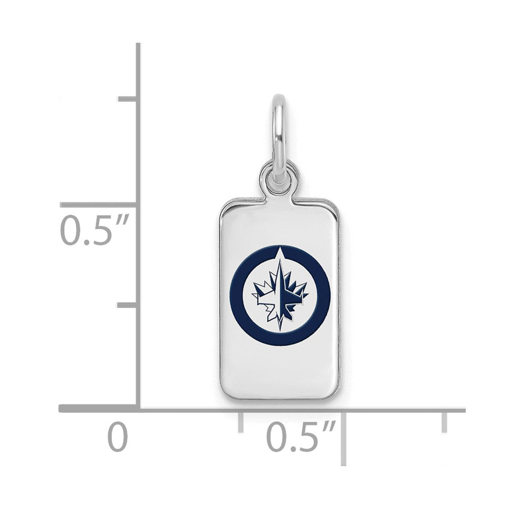 Sterling Silver Rhod-pl NHL LogoArt Winnipeg Jets Enamel Tag Pendant