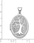 14k White Gold 21x16mm Oval Tree Locket