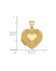 14k Polished Fancy Scroll Design Reversible 15mm Heart Locket