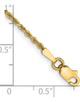 14K 8 inch 1.5mm Diamond-cut Rope with Lobster Clasp Chain