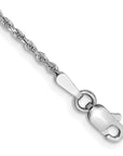 14K White Gold 5.5 inch 1.5mm Diamond-cut Rope with Lobster Clasp Chain