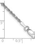 14K White Gold 10 inch 1.75mm Diamond-cut Rope with Lobster Clasp Anklet