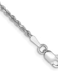 14K White Gold 10 inch 1.75mm Diamond-cut Rope with Lobster Clasp Anklet