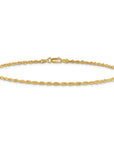 14K 10 inch 2mm Diamond-cut Rope with Lobster Clasp Anklet