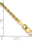 14K 9 inch 2mm Diamond-cut Rope with Lobster Clasp Anklet