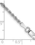 14K White Gold 9 inch 2mm Diamond-cut Rope with Lobster Clasp Anklet