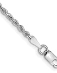 14K White Gold 9 inch 2mm Diamond-cut Rope with Lobster Clasp Anklet