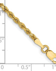 14K 8 inch 2.25mm Diamond-cut Rope with Lobster Clasp Chain