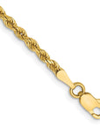 14K 8 inch 2.25mm Diamond-cut Rope with Lobster Clasp Chain