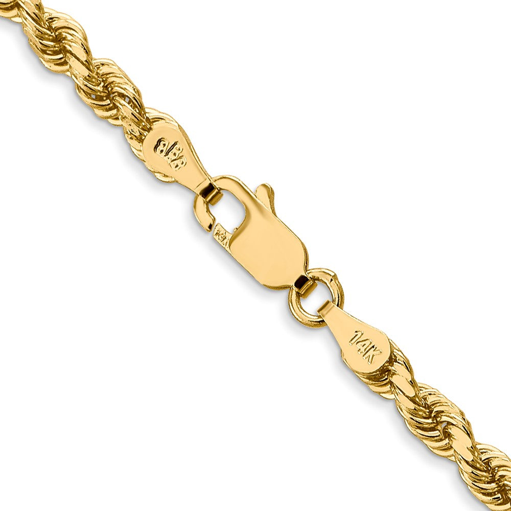 14K 36 inch 3.5mm Diamond-cut Rope with Lobster Clasp Chain