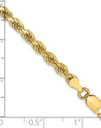 14K 9 inch 3.5mm Diamond-cut Rope with Lobster Clasp Chain