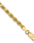 14K 9 inch 3.5mm Diamond-cut Rope with Lobster Clasp Chain