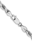 14K White Gold 22 inch 4.5mm Diamond-cut Rope with Lobster Clasp Chain