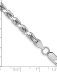 14K White Gold 8 inch 4.5mm Diamond-cut Rope with Lobster Clasp Chain
