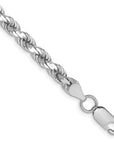 14K White Gold 8 inch 4.5mm Diamond-cut Rope with Lobster Clasp Chain