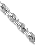 14K White Gold 20 inch 5.5mm Diamond-cut Rope with Lobster Clasp Chain