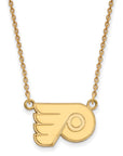 14k Gold NHL LogoArt Philadelphia Flyers Small Pendant 18 inch Necklace