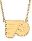 10k Gold NHL LogoArt Philadelphia Flyers Large Pendant 18 inch Necklace