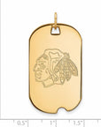 10k Gold NHL LogoArt Chicago Blackhawks Large Dog Tag Pendant