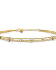 14k Two-tone Triple Strand 9in Plus 1in ext. Anklet