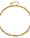 14k Two-tone Triple Strand 9in Plus 1in ext. Anklet