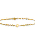 14k Puff Heart 10in Anklet