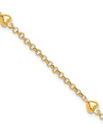 14k Puff Heart 10in Anklet