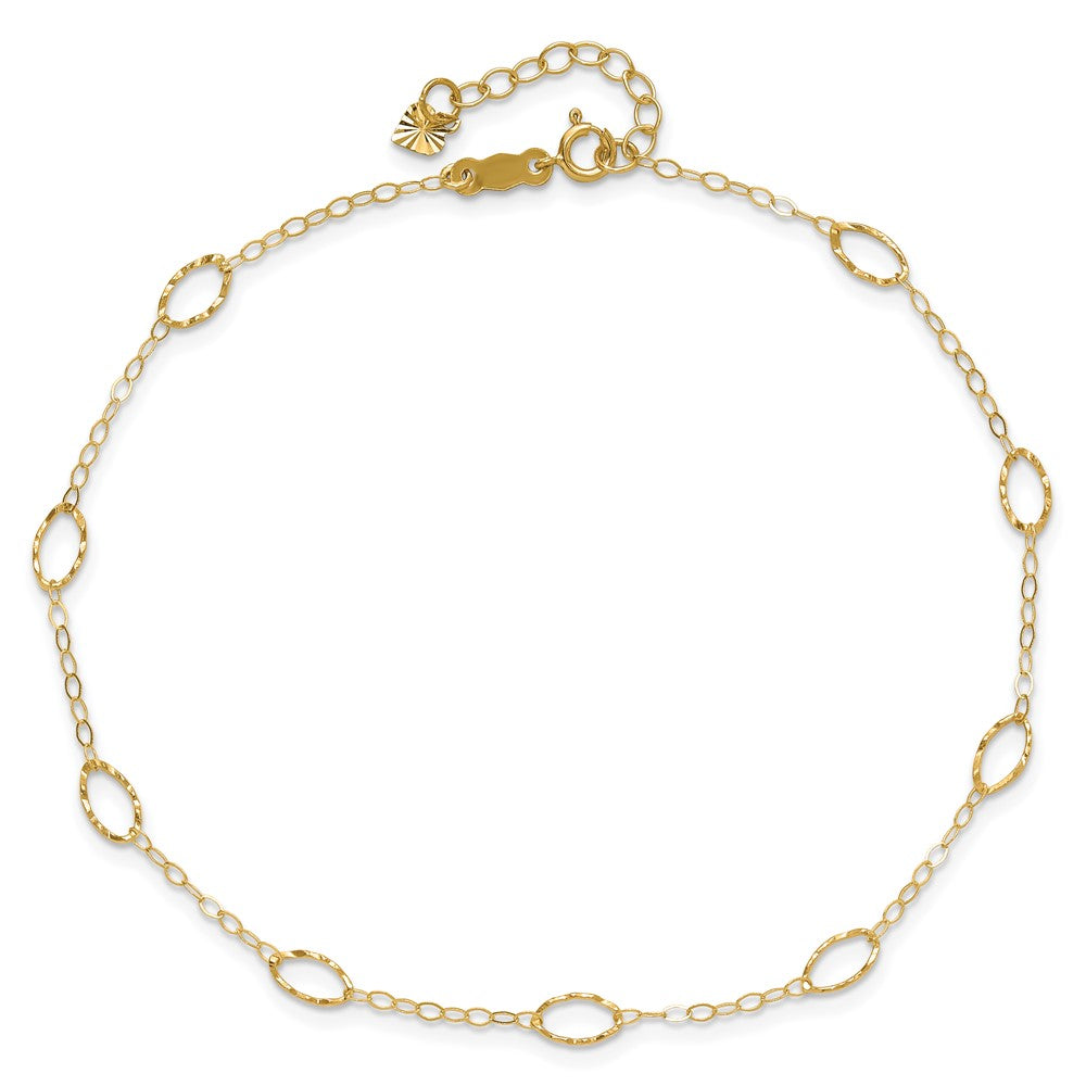 14k Oval Shapes 10in Plus 1in ext Anklet