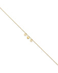 14k 3 Hearts 10inch Plus 1 inch Extension Anklet