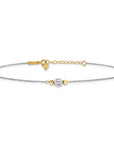 14K White Gold Ropa Two-tone Diamond Cut Bead 9in Plus 1in Ext. Anklet