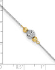 14K White Gold Ropa Two-tone Diamond Cut Bead 9in Plus 1in Ext. Anklet