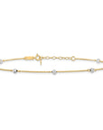 14K Two-tone Diamond-cut Beads 9in Plus 1in Ext. Anklet