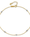 14K Two-tone Diamond-cut Beads 9in Plus 1in Ext. Anklet