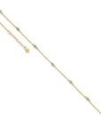 14K Two-tone Diamond-cut Beads 9in Plus 1in Ext. Anklet