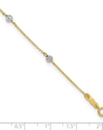 14K Two-tone Diamond-cut Beads 9in Plus 1in Ext. Anklet