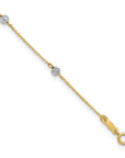 14K Two-tone Diamond-cut Beads 9in Plus 1in Ext. Anklet