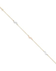 14K Tri-color with Open S Links 9in Plus 1in ext. Anklet