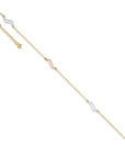 14K Tri-color with Open S Links 9in Plus 1in ext. Anklet