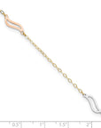 14K Tri-color with Open S Links 9in Plus 1in ext. Anklet