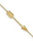 14K Polished Arrow 9in Plus 1in ext. Anklet