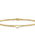 14k Fancy Heart 9inch Anklet