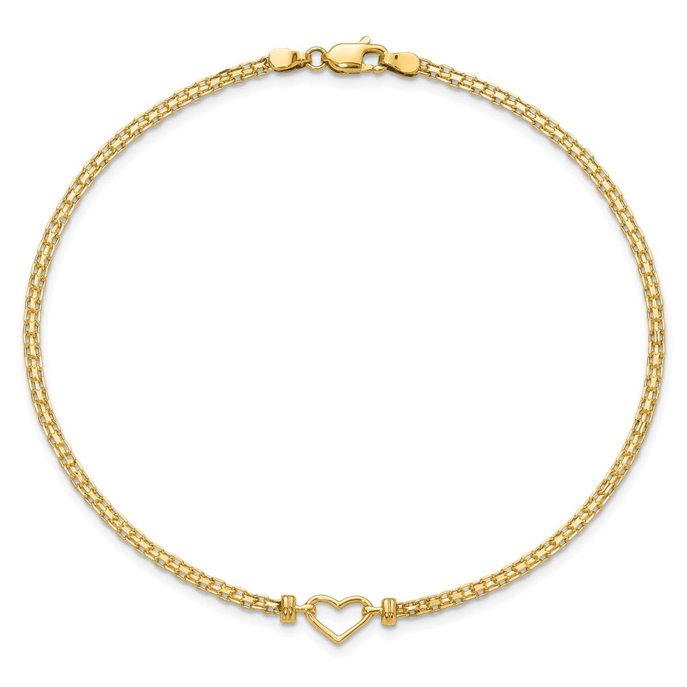 14k Fancy Heart 9inch Anklet