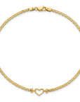 14k Fancy Heart 9inch Anklet