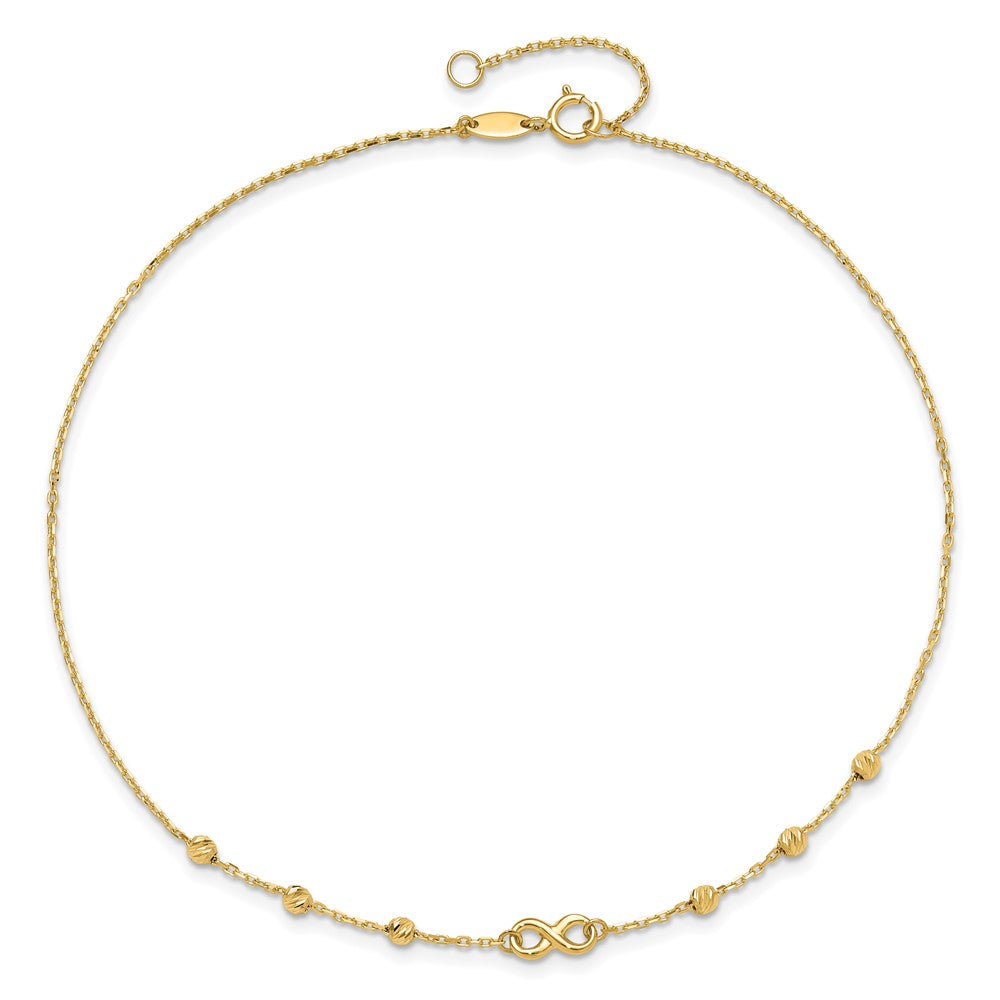 14K Infinity Symbol 10in Plus 1in ext. Anklet