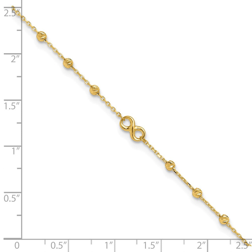 14K Infinity Symbol 10in Plus 1in ext. Anklet